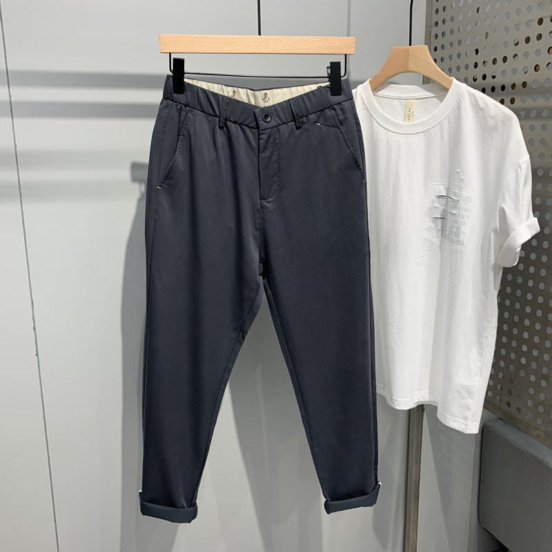 Copper ammonia silk casual pants men's summer thin Korean version of the trend Joker ankle-length pants loose small feet ice silk trousers