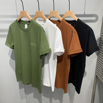 Summer Pure Cotton Short Sleeve T-Shirt Male Trend Brief 100 hitch Letters Printed Pure color workout round collar Compassionate Undershirt