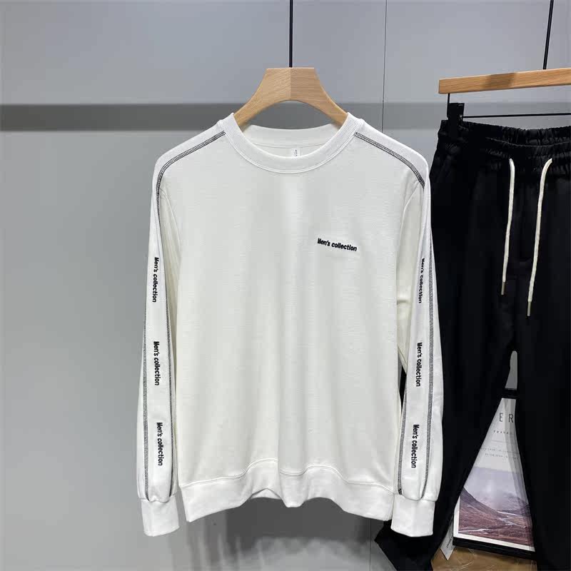 2021 Fall new men's embroidery Methodist Han version Trend 100 hitch-handsome original personality inside a long sleeve T-shirt