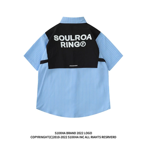 Tide, комплект, ретро рубашка, европейский стиль, имитация рубашки, в американском стиле, короткий рукав