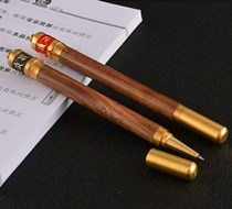 Signature pen metal Six words True words Go wheel pen Men and women Business Peach Wood Pen Neutral Signature Pen Gift