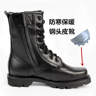 Autumn and winter leather men's Martin boots men's combat boots tactical boots security property anti-riot boots steel toe training marine boots