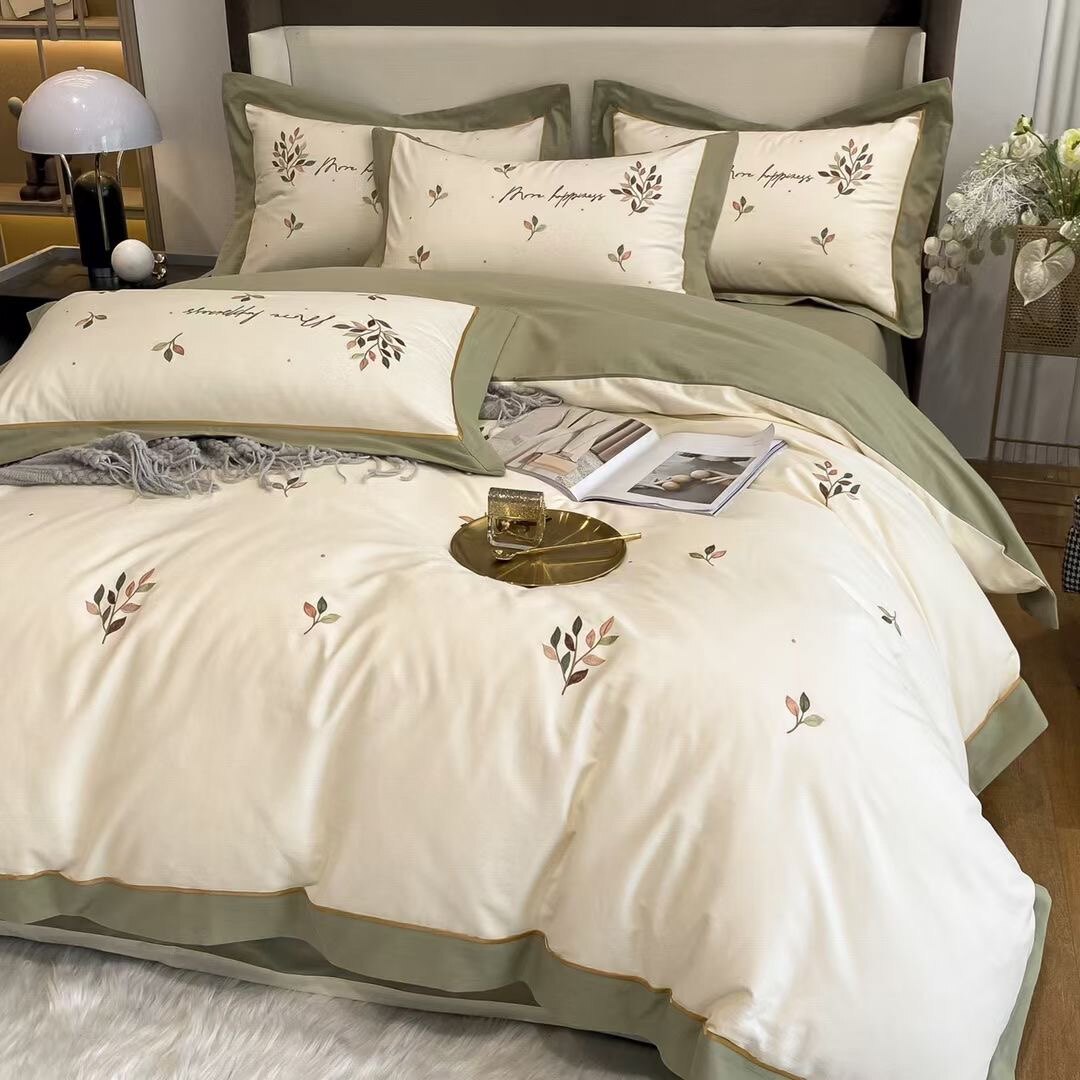 High-end 100 full cotton thickened embroidery with four sets of soft and thick Nordic wind