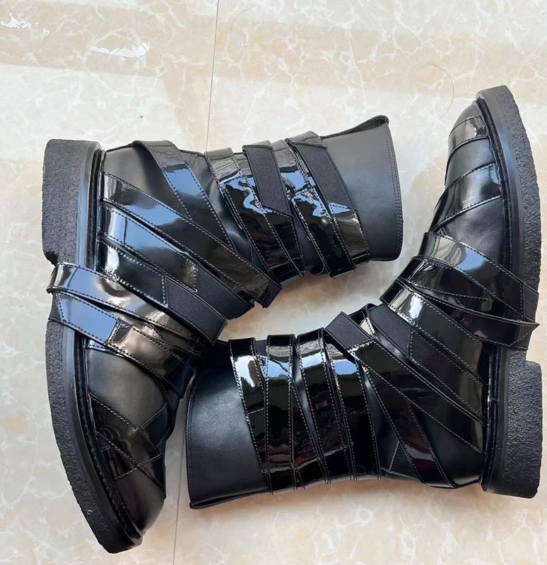 Martin Boots Spring/Summer New European and American Style Round-Toe Thick-Soled Leather Fashion Personality 08 Lace-Up Runway Non-Slip Chelsea Trendy Martin Boots Spring/Summer New European and American Style Round-Toe Thick-Soled Leather Fashion Personality 08 Lace-Up Runway Non-Slip Chelsea Trendy