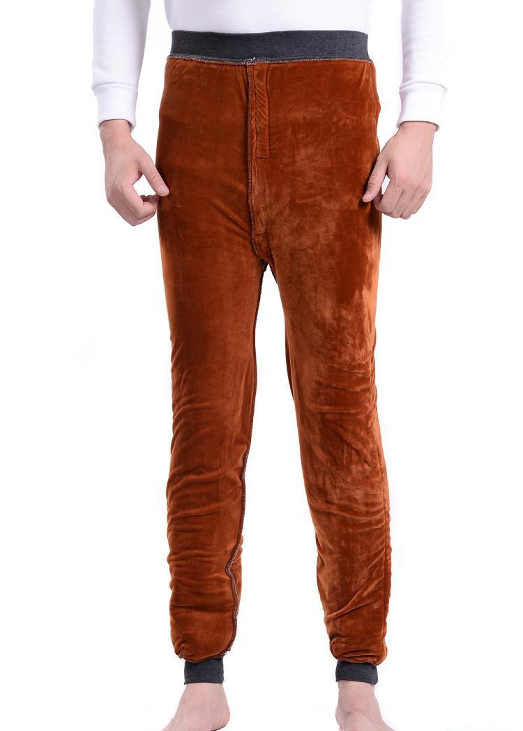 Mùa thu và mùa đông quần cashmere quần len đôi dày và nhung cotton Quần giữa và nam cao eo cao quần rộng ấm áp quần legging lửng