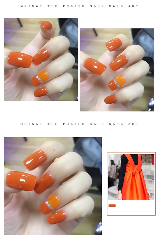 2018 Nail New Pumpkin Red Nail Ba Lan Keo có thể tháo rời Khỏe mạnh Làm trắng kéo dài Orange Orange Red Barbie Keo - Sơn móng tay / Móng tay và móng chân sơn móng tay the face shop