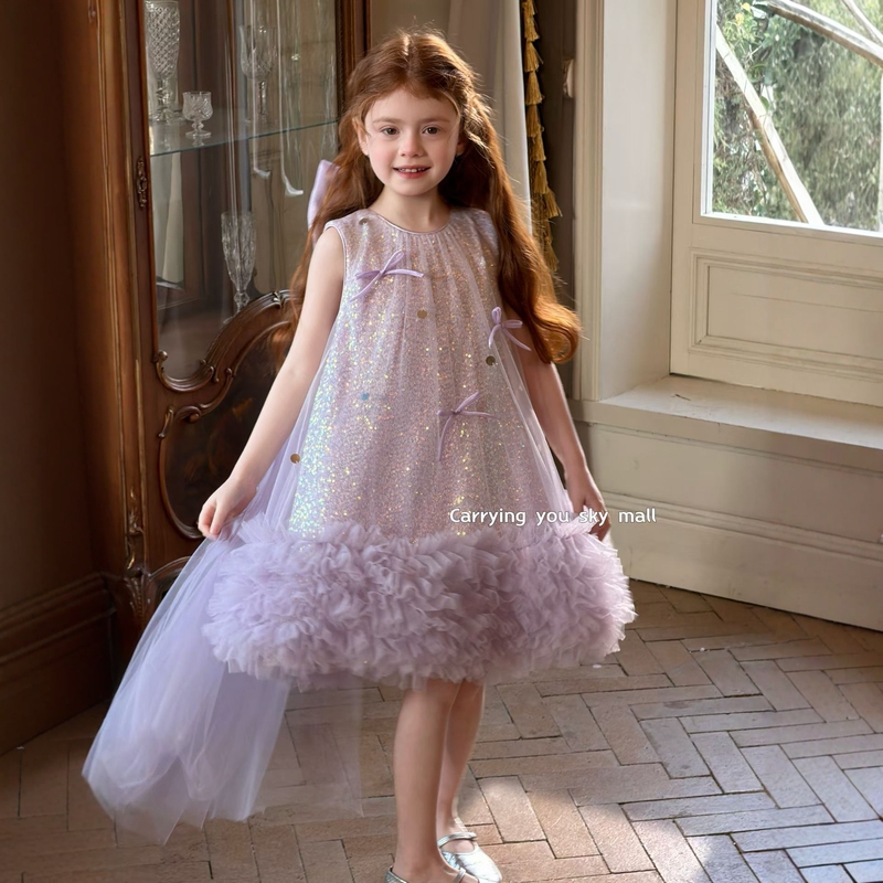 2026 Spring and Summer Children's Clothing Girls' Elegant Fairy Sleeveless Princess Dress Bow Tutu Dress