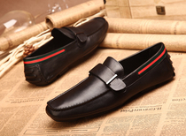 Genuine leather beanie shoes for men 2024 new spring and autumn trendy breathable and deodorant British style mens soft-soled casual leather shoes