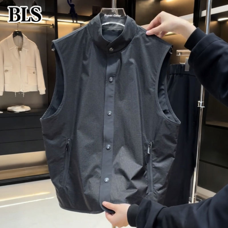 High-End Black Stand-Up Collar Vest for Men, Spring and Autumn 2026 New Style, Business Casual Sleeveless Jacket, Men's Top High-End Black Stand-Up Collar Vest for Men, Spring and Autumn 2026 New Style, Business Casual Sleeveless Jacket, Men's Top