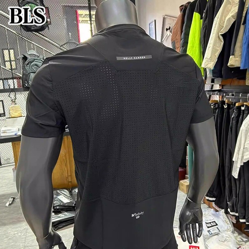 High-End Black Ice Silk Mesh Quick-Drying Short-Sleeved T-Shirt for Men, Summer 2026 New Breathable Sports Fitness Top