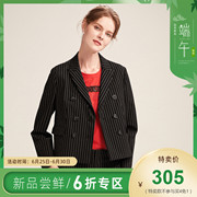 JUZUI Xuân Outfit New đúp sọc Suit áo khoác nữ ngắn