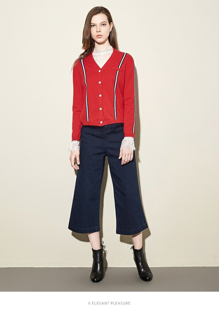 JUZUI / 玖 姿 2017 áo len dài tay mới mùa thu cardigan nam
