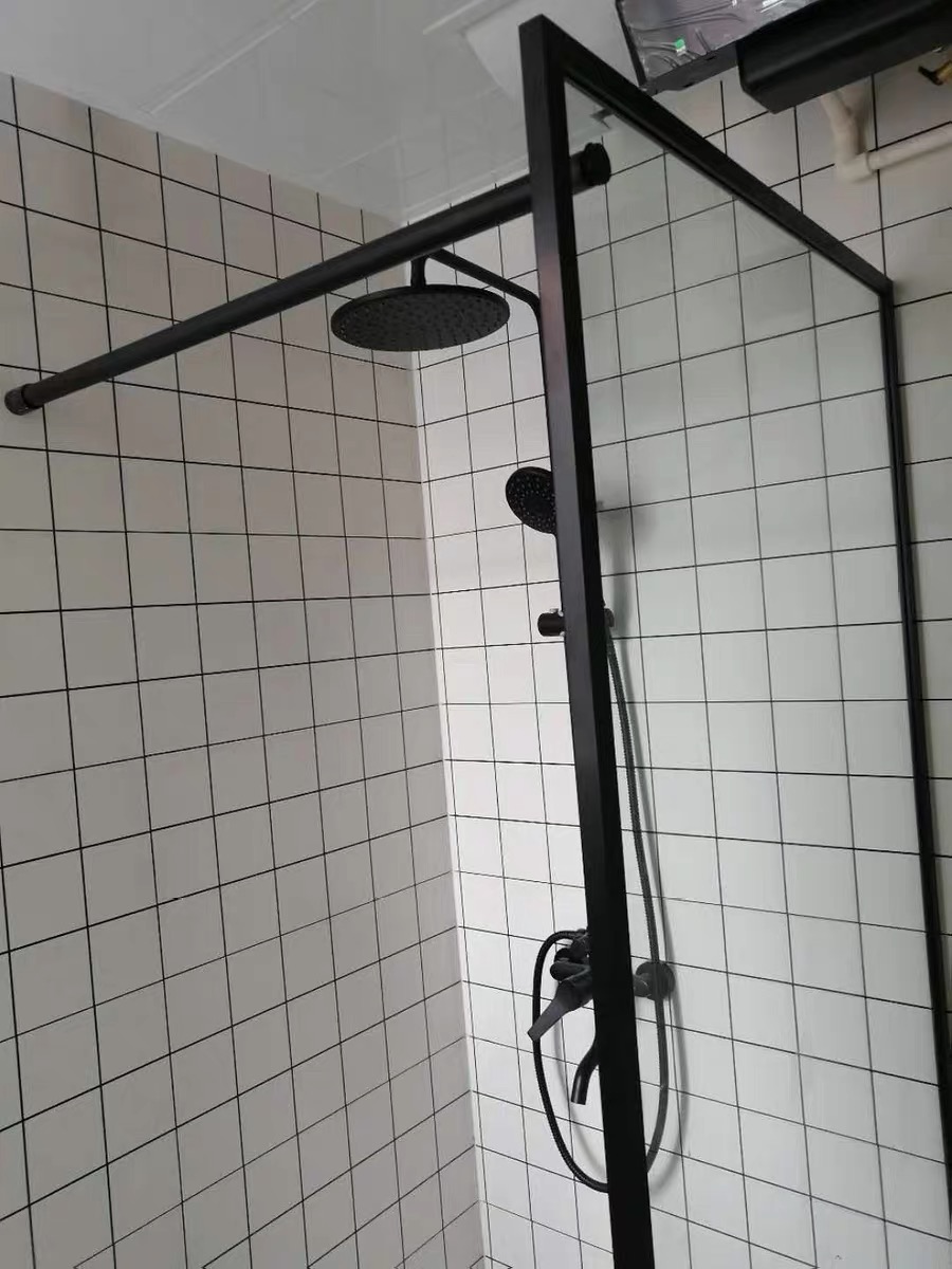 Shower Room Pull Rod Extension Rod Reinforcement Stable Black Stainless Steel Dressing Room Glass Partition Crossbar