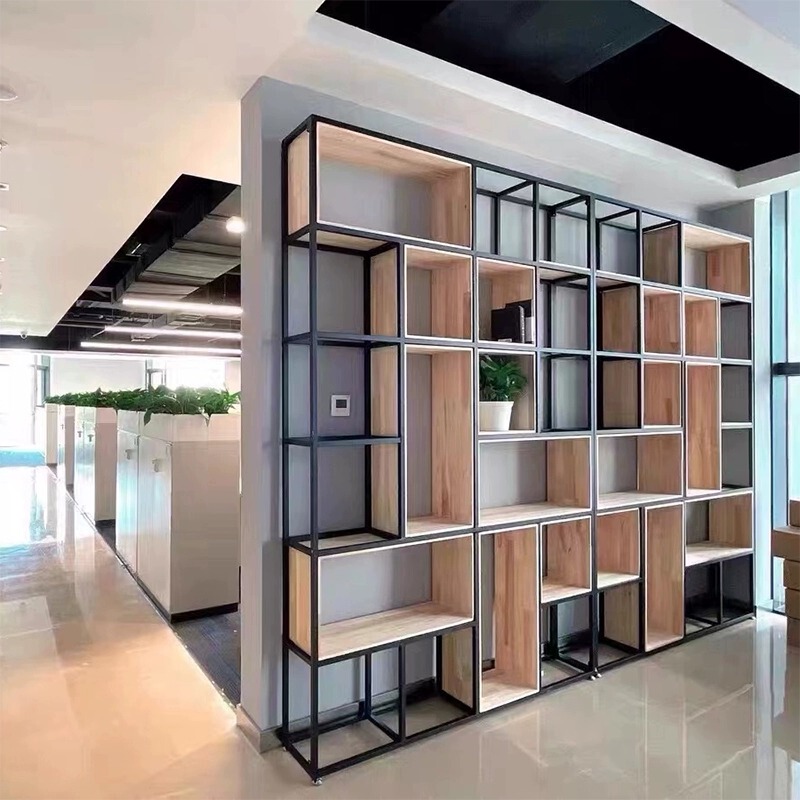 Wrought Iron Partition Rack Floor-Standing Hollow Bookcase Multi-Layer Honor Display Rack Internet Celebrity Office Full Wall Bookshelf Wrought Iron Partition Rack Floor-Standing Hollow Bookcase Multi-Layer Honor Display Rack Internet Celebrity Office Full Wall Bookshelf