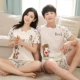 Bà Summer Summer Pyjama Vest Cotton Men Mặc nhà mùa hè Quần short cỡ lớn Đặt phim hoạt hình ngắn Hai miếng - Bộ Pajama