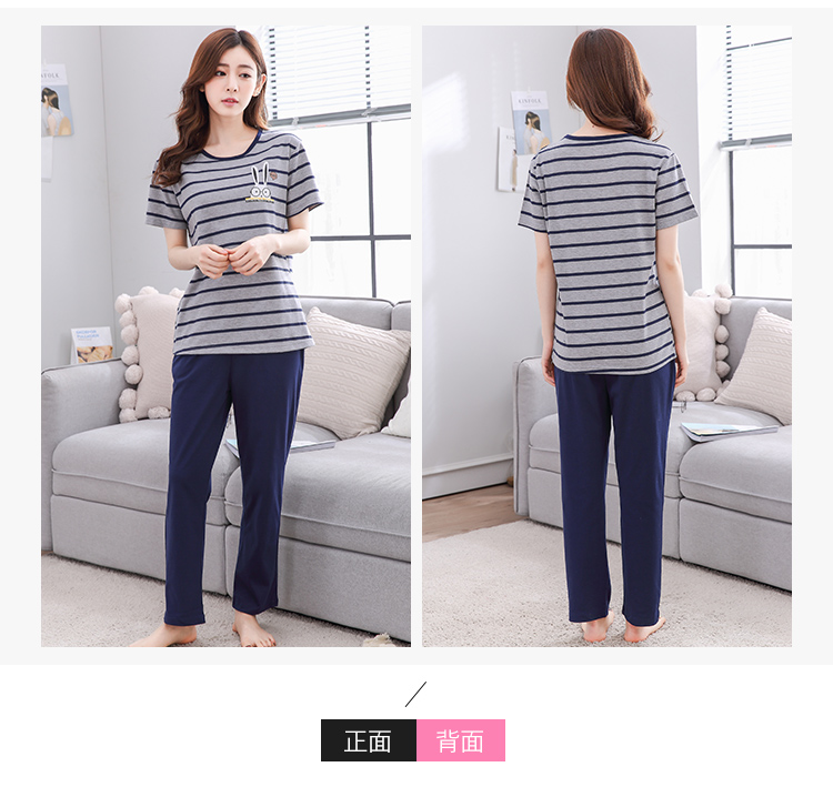 Đồ ngủ cotton nữ mùa hè quần ngắn tay cotton Hàn Quốc giản dị kích thước lớn dịch vụ tại nhà nữ hai mảnh phù hợp với mùa hè pijama đôi