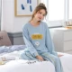 Bộ đồ ngủ nữ mùa xuân và mùa thu cotton dài tay phù hợp với học sinh nữ Hàn Quốc dễ thương có thể mặc trong tháng phục vụ mùa thu