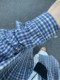 La Chapelle blau kariertes Langarmhemd Damen Herbst und Winter 2025 neuer Stil Lazy Style Hemdjacke Schlankheitsoberteil