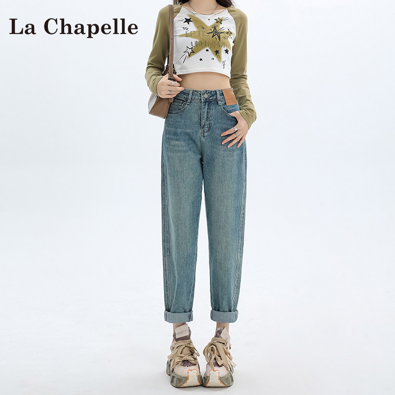ラ・シャペル レトロ ハーレムジーンズ レディース 2026年春新作 ハイウエスト スリムフィット ルーズ ダッドキャロットパンツ