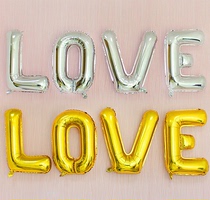 Birthday Creative Party 32 inch large LOVE aluminum film balloon gold and silver powder for wedding room decoration supplies