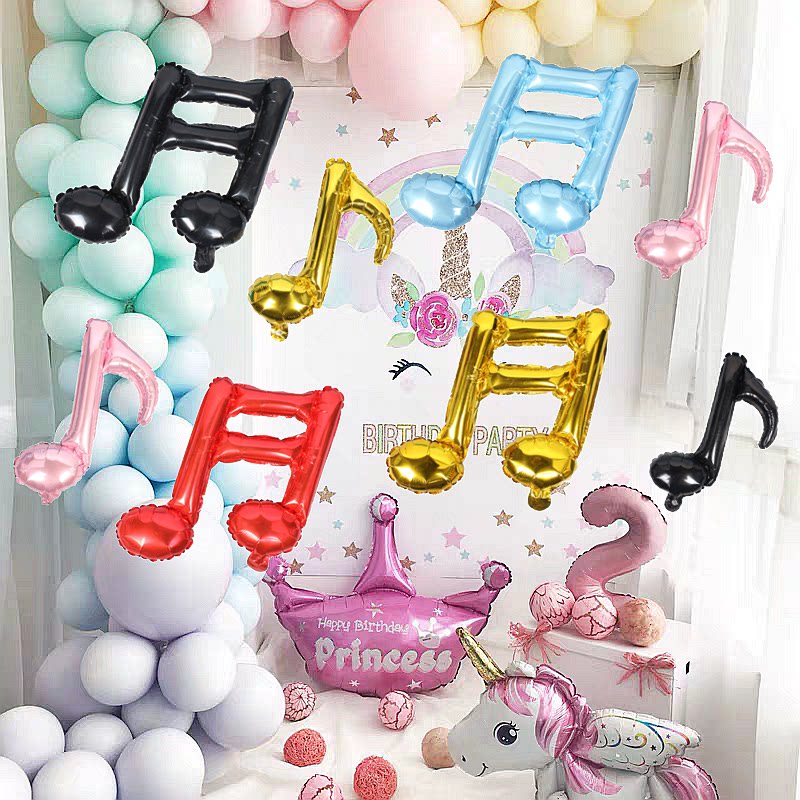 Musical note aluminum foil balloon wedding room decoration Adult children baby birthday theme party venue decoration