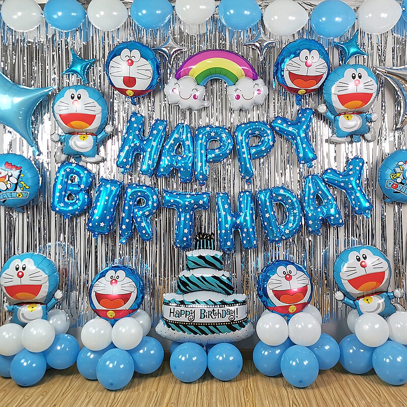 Baby's birthday Doraemon A dream bite When cat Balloon Package Decoration Items Children Machine Cat Subject Scene Arrangement