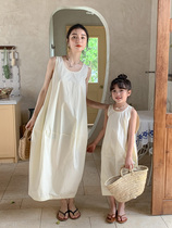 Sen Family Family Summer New Mother Wears Vest Dress Ocean Han Edition Han Dress Pure Cotton Dress