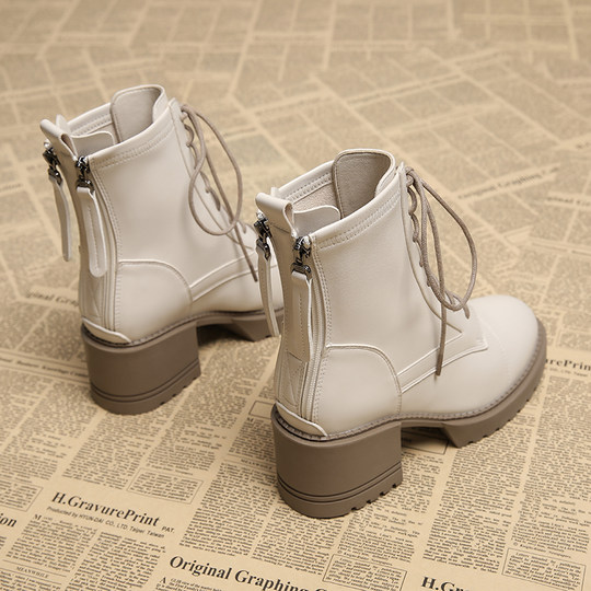 Genuine Leather Super Cool Early Autumn High-Heeled Martin Boots for Women, Spring and Autumn Single Boots, 2025 Hot Style, Super Popular Chunky Heel Autumn and Winter Short Boots for Women