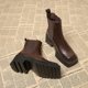 Genuine Leather Thick-Soled Square-Toe Chelsea Short Boots for Women, 2025 New Autumn and Winter Super Popular Style, Perfect for Petite Figures, Stunning Fashion Boots