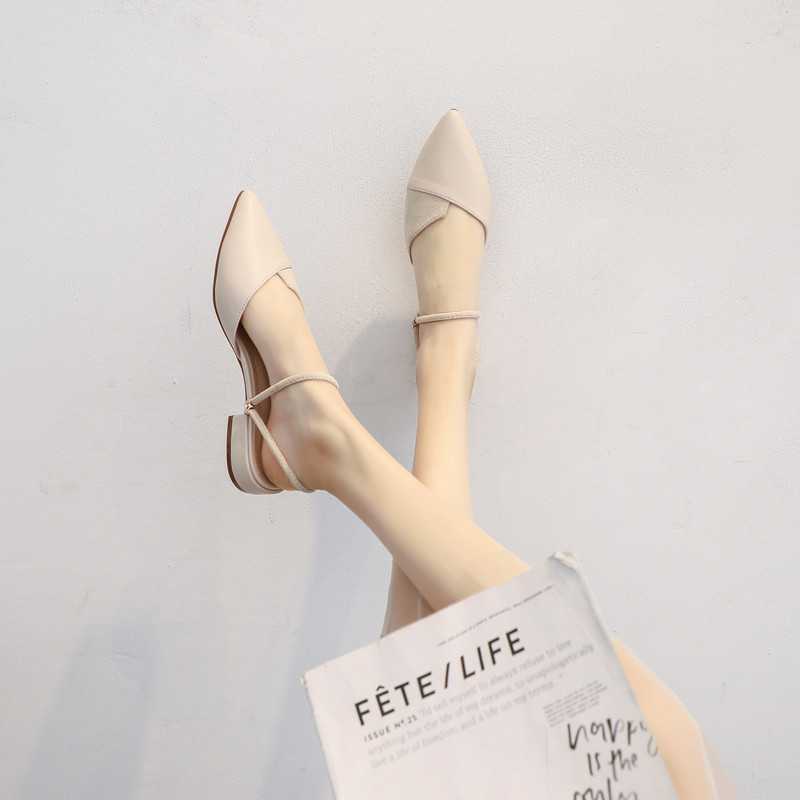 Sheepskin Version of Stunning Summer Low-Heeled Shoes for Women 2026 New Summer Flat Pointed Toe Versatile French-Style Closed-Toe Sandals