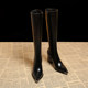 Genuine Leather Pointed-Toe Elegant Autumn Long Boots 2025 Autumn and Winter New Style Women's High-End Black High-Heeled Boots