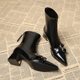 Genuine Leather High-End French Style Pointed Toe High-Heeled Short Boots for Women 2025 Autumn and Winter New Style White Fashion Boots