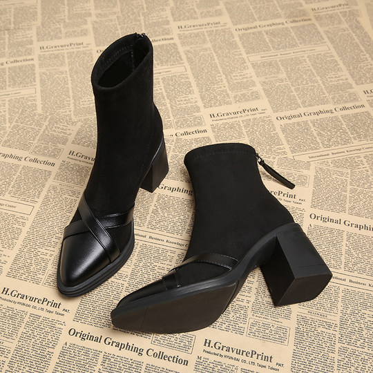 Genuine Leather European and American Style Petite High-Heeled Street Boots for Women 2025 Autumn and Winter Style Elegant and Sophisticated French Slim Boots