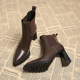 Genuine Leather, Very Stylish French Pointed-Toe Early Autumn High-Heeled Ankle Boots for Women, 2025 Autumn and Winter New Chelsea Style High-Heeled Shoes