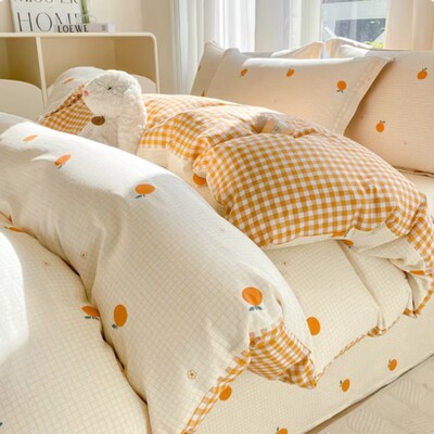 无印良品小清新全棉被套四件套