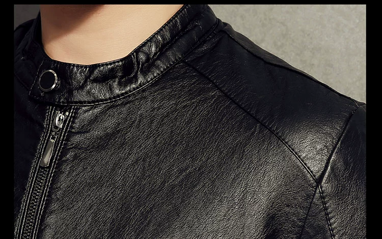 Áo khoác nam mùa thu đông 2017 phiên bản trẻ trung Hàn Quốc phiên bản áo khoác da dày mỏng xu hướng cổ áo khoác da quần áo thời trang nam cá tính