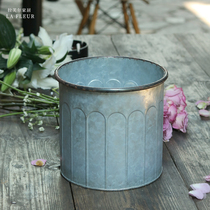 Retro field gardening tin bucket flower basin tool storage box grocery window decoration ornament lily seed ball