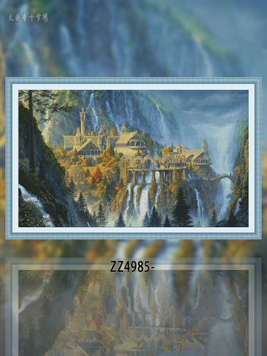[ZZ4985-Rivendell] Вышивка крестом 2024, новый стиль, ручная работа для гостиной, большой пейзаж, картина в европейском стиле