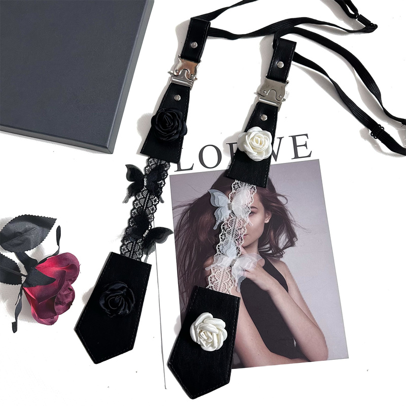 Original Korean Style Butterfly Lace Flower Trendy Brand No-Tie Shirt Tie Unisex Versatile Personality College Style Niche