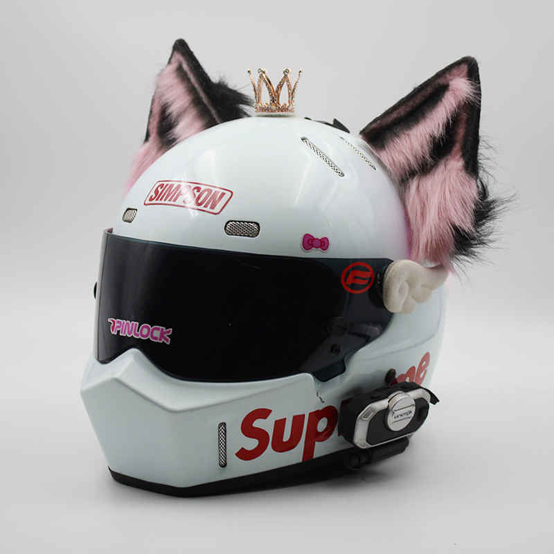 Luxury Version Heavy-Duty Wolf Ears Animal Earphone Helmet Decoration Accessories Cute and Unique Detachable Ski Modification Parts