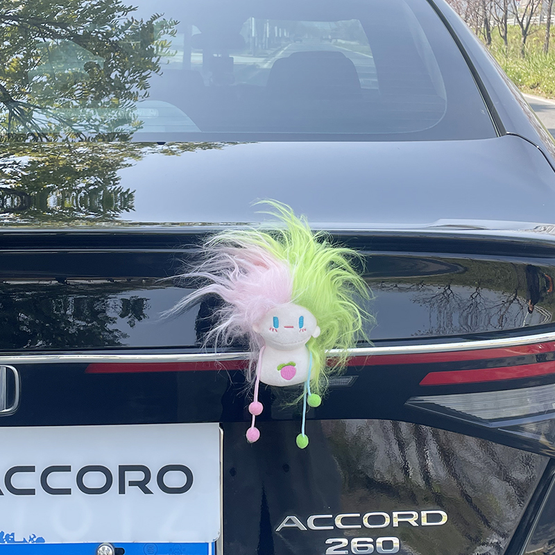 Car Rear Hanging Ornament Pink and Green Raspberry Crazy Kid Doll Car Toy Motorcycle Electric Vehicle Universal Accessory
