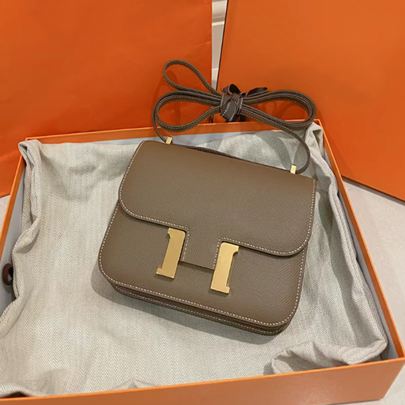 Women's Bag 2026 New Model Genuine Leather Constance Bag Single Shoulder Crossbody Small Square Bag Fashionable High-End Versatile Flight Attendant Bag