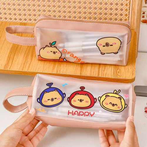 Ручка, мультяшный прозрачный милый вместительный и большой пенал для школьников