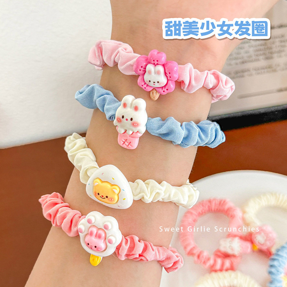 Cute rabbit hair tie ins resin hair rope cute fabric art