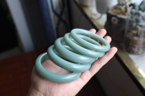 Already formed to appreciate natural Hetian jade jasper powder blue rare porcelain white porcelain blue bracelet