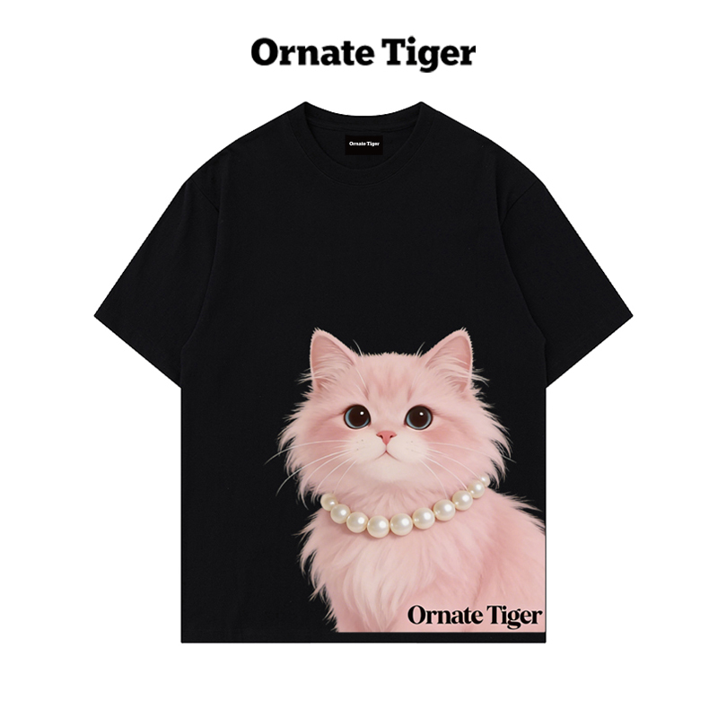 New Ornate Tiger 2026 Cat Print Short-Sleeve T-Shirt, Fun American Style Top