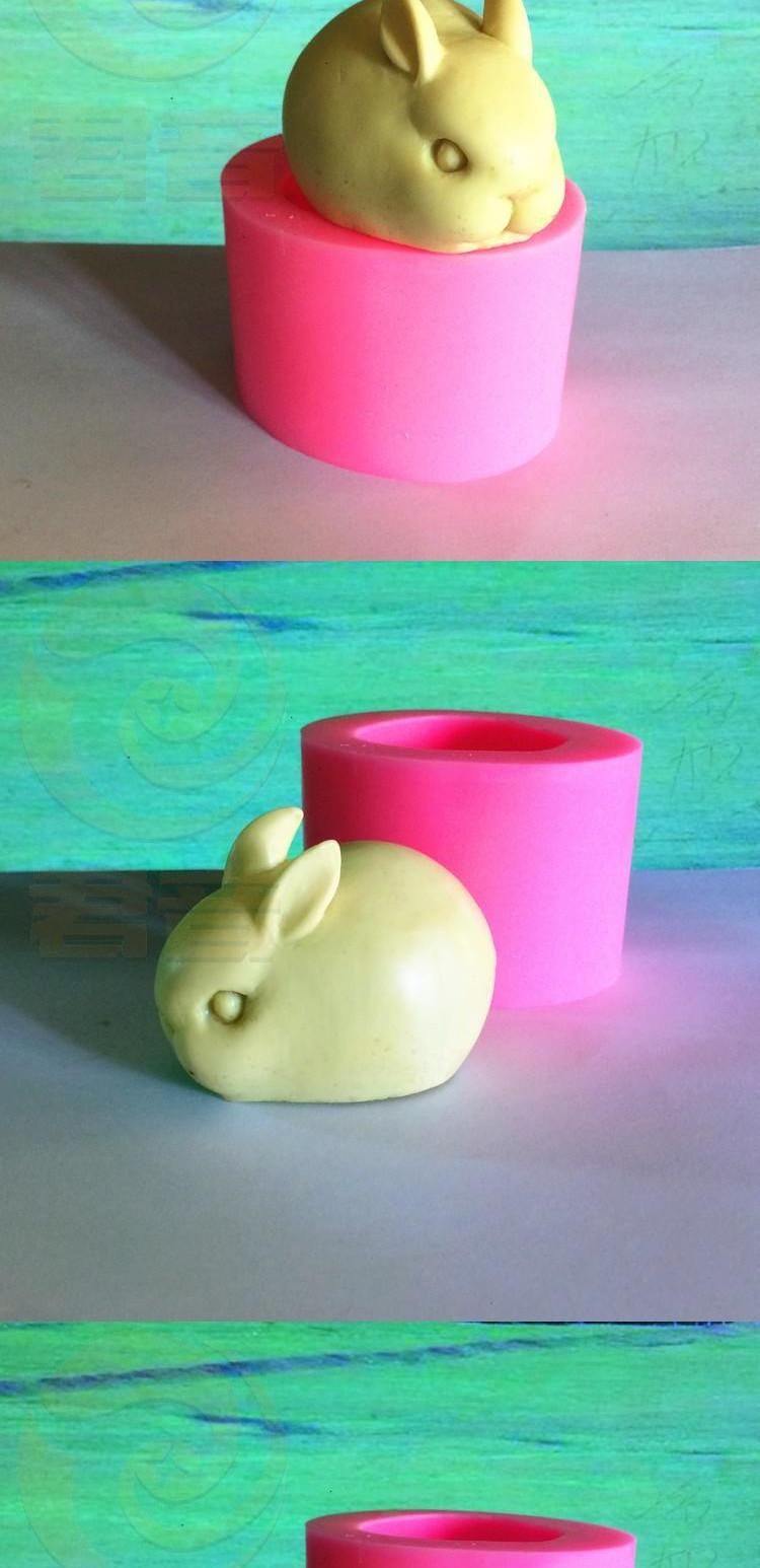 3D stereo thỏ trắng silicone khuôn DIY handmade xà phòng fondant khuôn sô cô la nến nến khuôn bánh flan