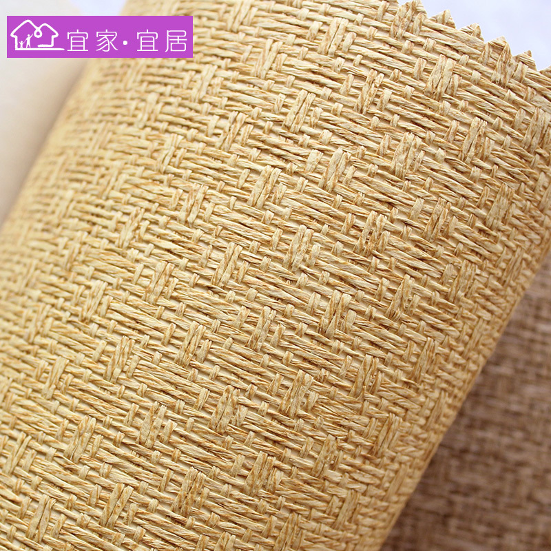 Straw wallpaper natural high-grade wallpaper plant weaving Japanese Korean style Southeast Asian living room TV background wall wallpaper
