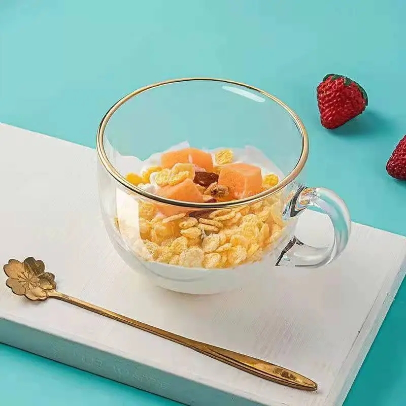 Glass Breakfast Cup, Large Capacity, Milk, Oatmeal, Coffee Cup, Household Use, with Handle, for Women, 2025, High Aesthetic Water Cup Glass Breakfast Cup, Large Capacity, Milk, Oatmeal, Coffee Cup, Household Use, with Handle, for Women, 2025, High Aesthetic Water Cup