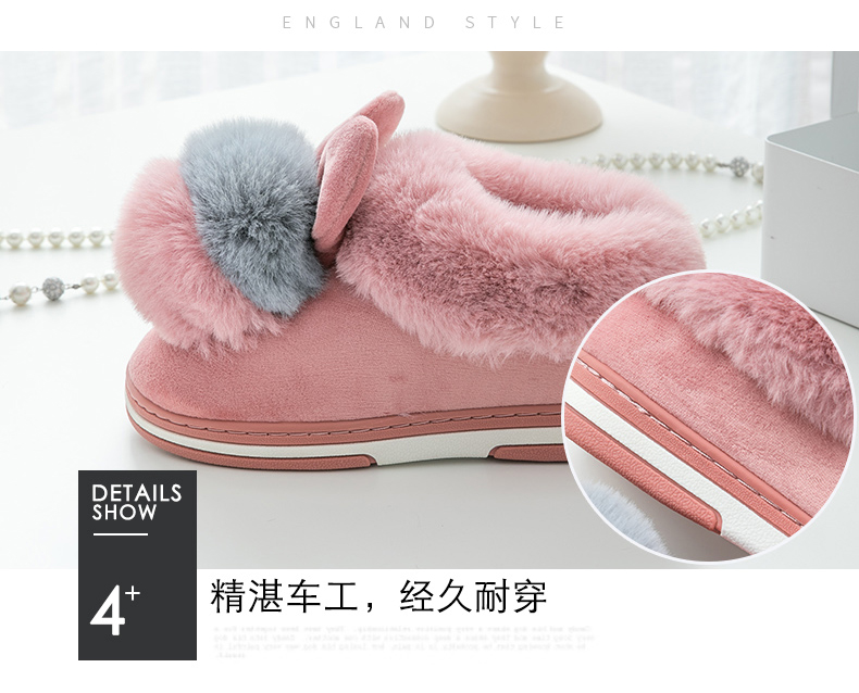 Dép cotton nữ mùa đông túi dễ thương với trong nhà dày đáy chống trơn ấm bên ngoài mang giày mùa đông sau sinh Giày cotton dep long mang trong nha